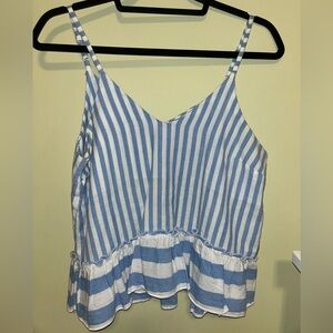 Blue and white striped tank top
